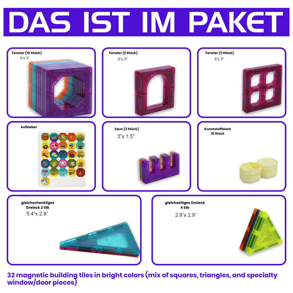 Kidnetic – Magnetische Bausteine (32-teiliges Set)