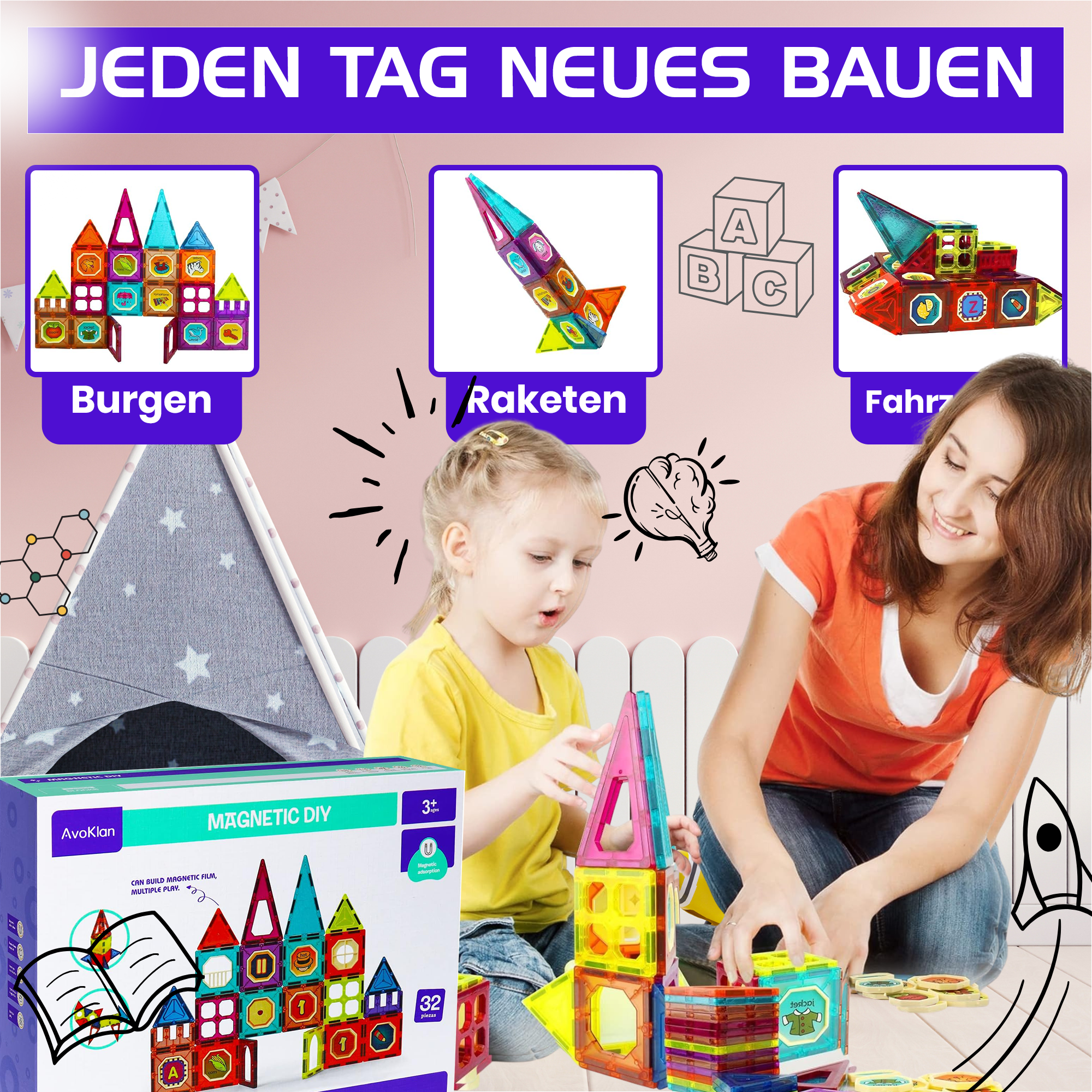 Kidnetic – Magnetische Bausteine (32-teiliges Set)