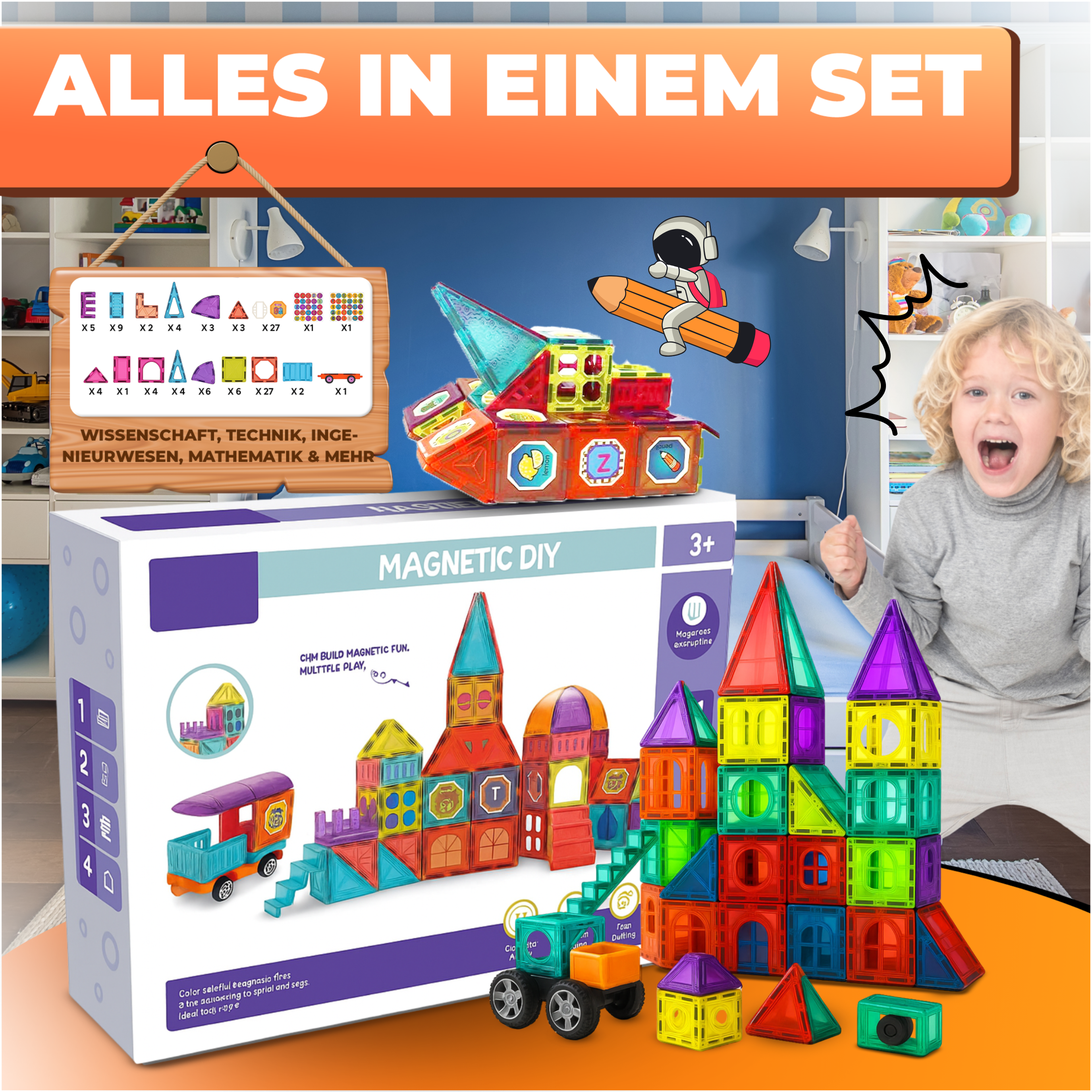 Kidnetic – Magnetische Bausteine (111-teiliges Set)