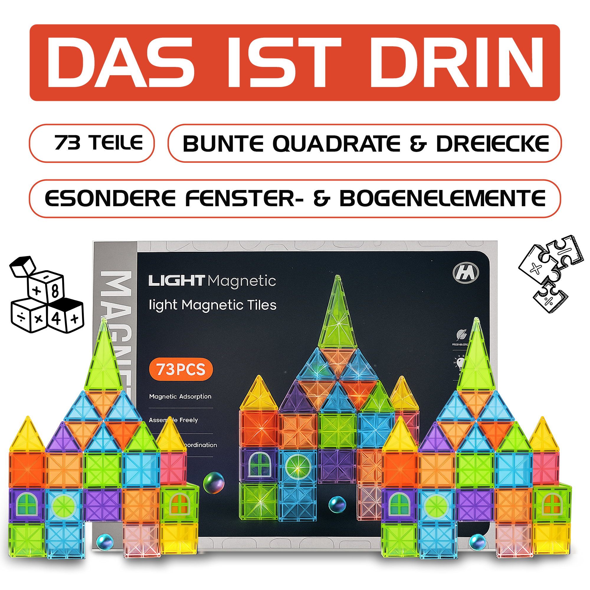 Kidnetic – Leuchtende Magnetische Bausteine (73-teiliges Set)